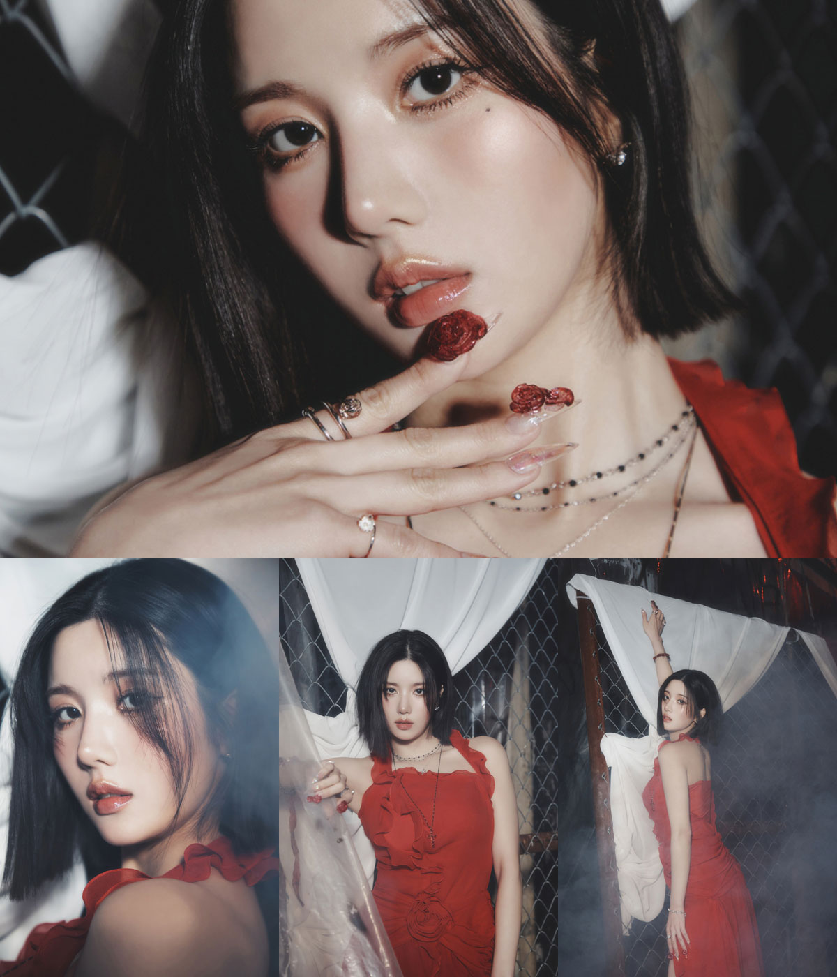 ‘헬로 스트레인저’ 권은비, 강렬한 붉은 드레스로 치명적 매력 발산