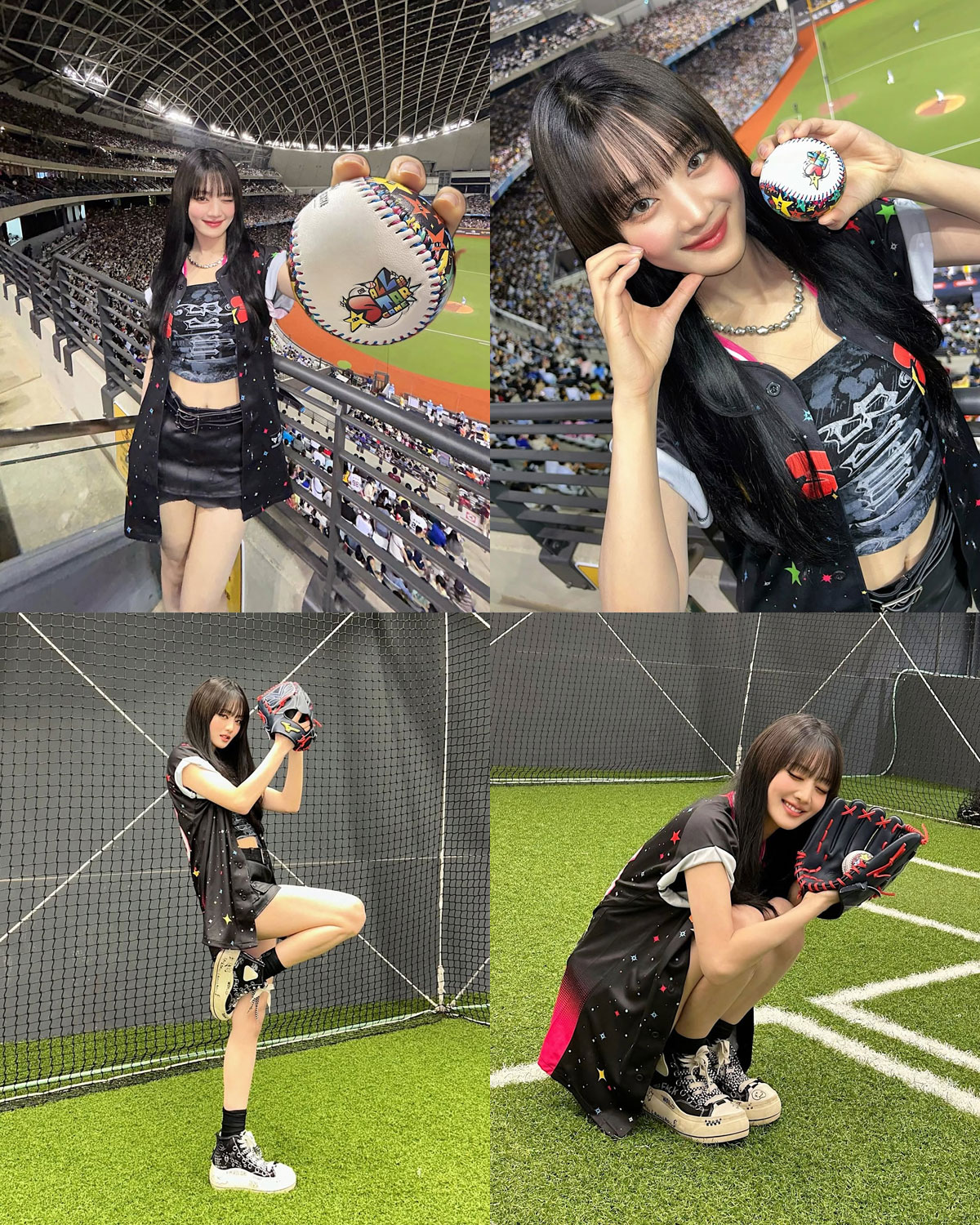 민니, CPBL 올스타전서 레더 스커트+윙크 ‘홈런 비주얼’